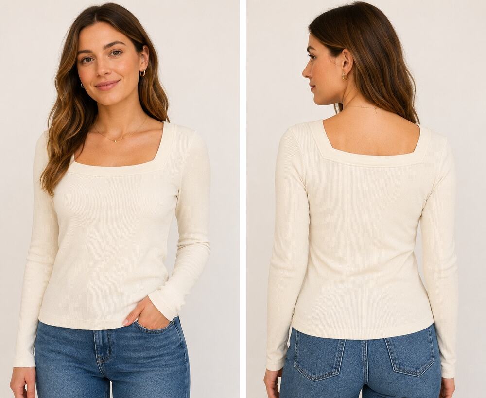 Citizens of Humanity Marisol Square Neck Tee in Candlelight Cream - Size: Medium